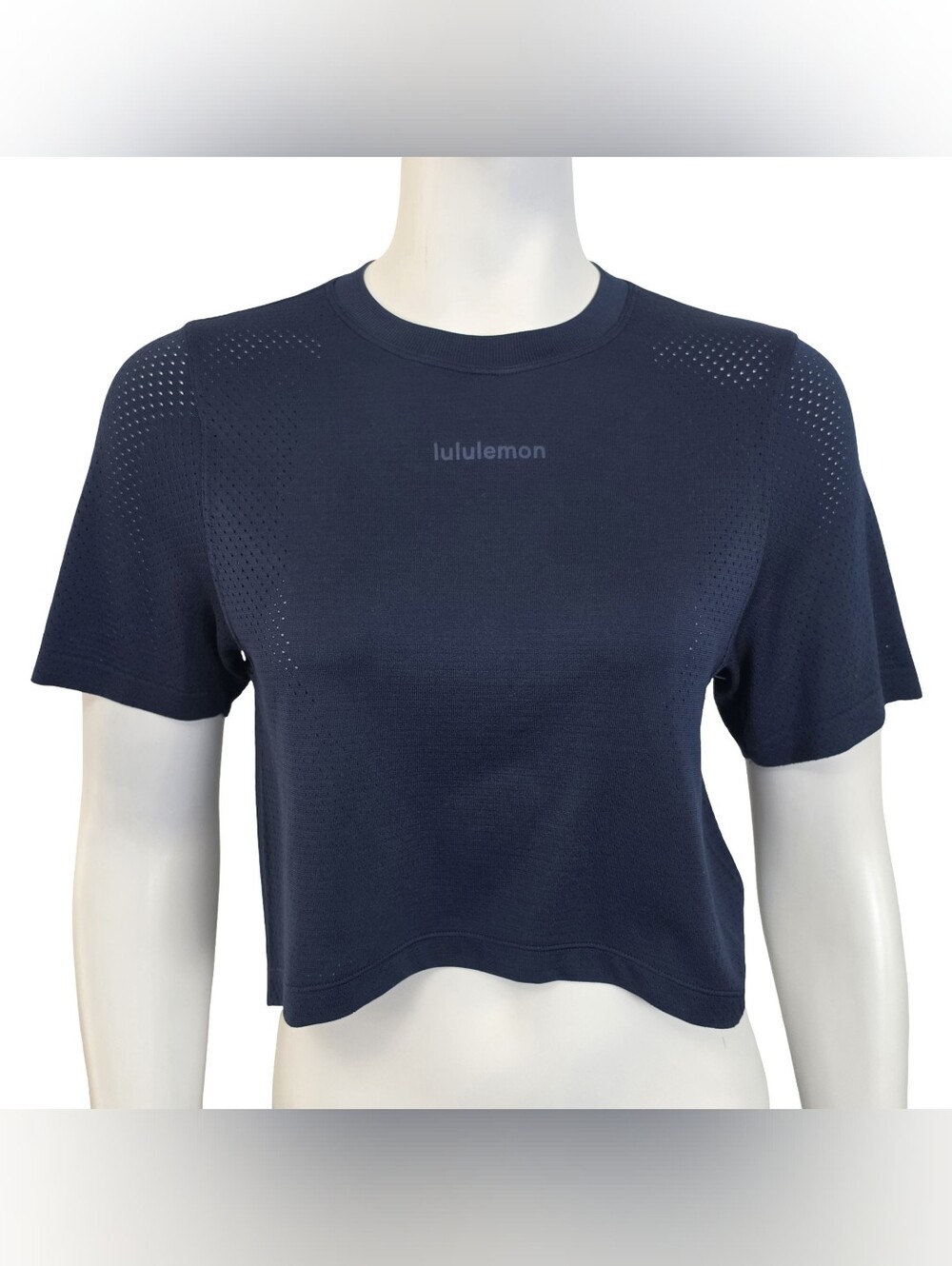 Lululemon Swiftly Cropped Shirt High Low Short Sleeve Club Blue Size 2
